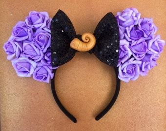 Disney Villain Little Mermaid Ursula Sea Witch Purple Rose Floral Minnie Ears
