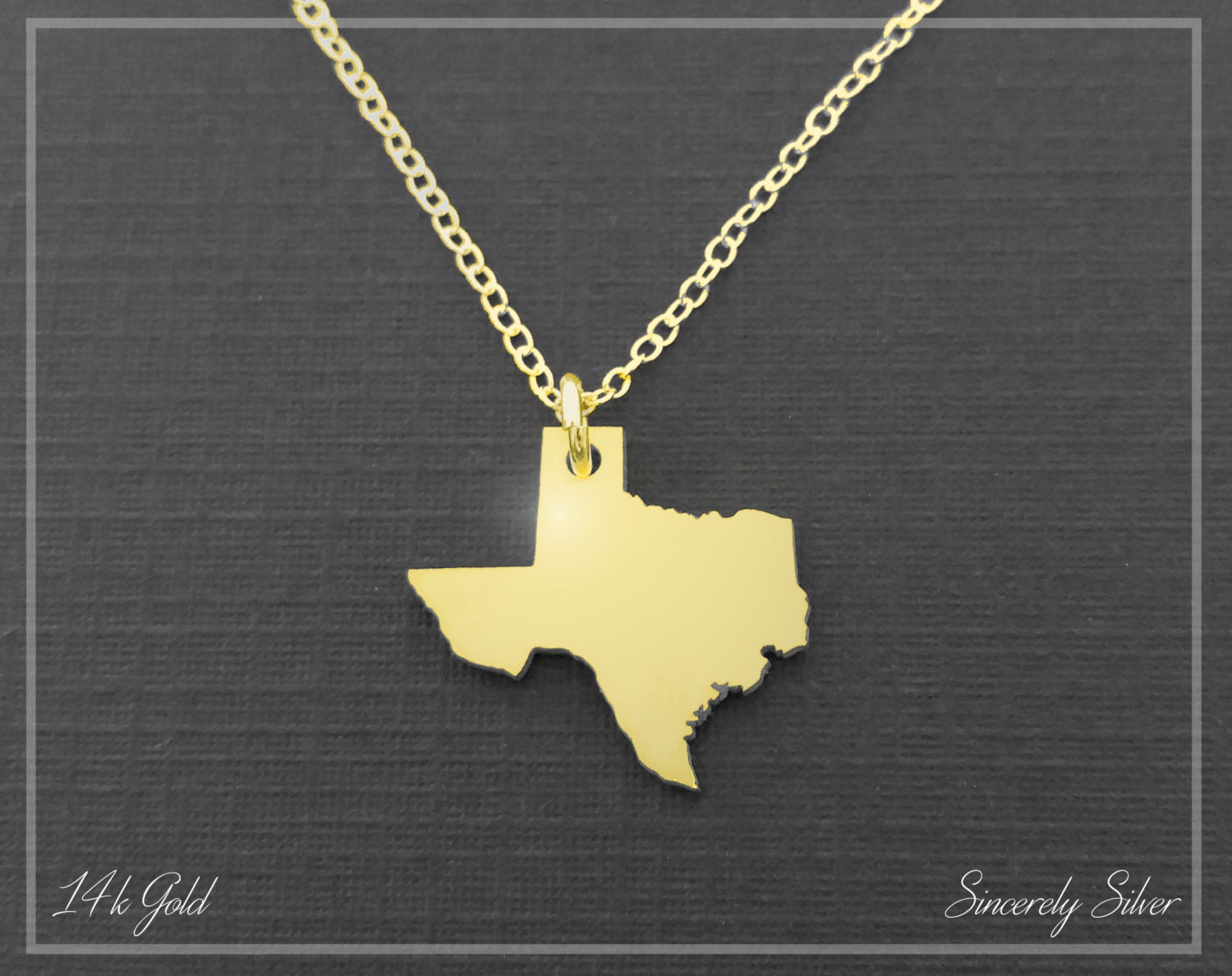 14k Solid Gold Necklace Gold Texas State Necklace Gold Texas