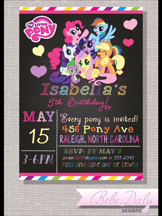 My little pony Birthday digital invite DIY Pony by PartyHeroes