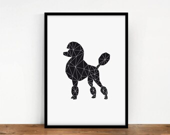 Poodle Print, Geometric Digital Art, Animal Wall Decor, Geometric Poodle, Poodle Wall Art, Printable Art, Origami Animal, Dog Digital Print