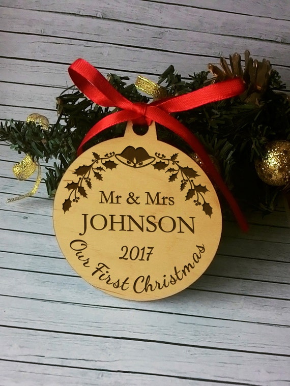 Download Our First Christmas Ornament Mr and Mrs Wedding Ornament