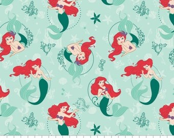 Disney Fabric - Disney Princess Fabric - Camelot Disney Little Mermaid Princess Ariel 100% cotton 43" fabric by the yard ***CA295***