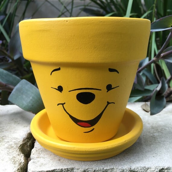 Pooh Bear Hand Painted Flower Pot