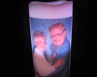 Flameless LED Photo Pillar Candle Battery Operated