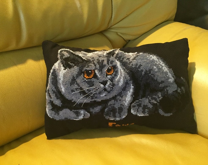 Decorative pillow cushion, sofa, pillow embroidered, Bohemian Cushion cover, pillow, cat, boho pillow, bohemian pillow, tribal pillow