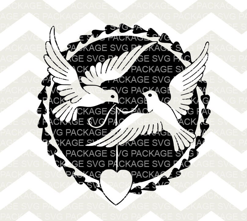 Download SVG Wedding Cutting File Two Doves pigeons Svg Hearts Love