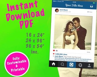 Instagram Photo Booth Frame, Instagram Wedding Sign, Printable photo booth props, photo booth frame, Customizable PDF file prop