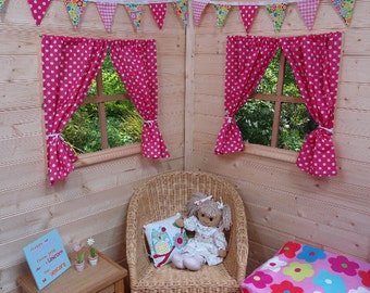 Hot Pink Dotty Playhouse Curtains