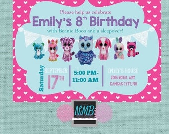 Beanie Baby Boo Birthday 5x7 invitation