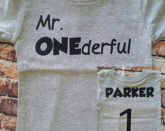 Mr. ONEderful Tshirt, First birthday shirt, boys birthday, personalized shirt, custom name shirt, personalized jersey, Jersey birthday shirt