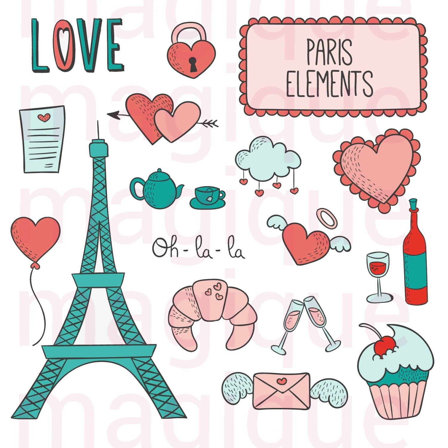 paris stickers paris clipart printable planner stickers