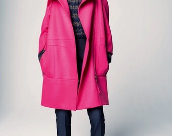 Pink 100% wool fabric / Toile de laine très finement sergée rose Nina R. Haute Couture