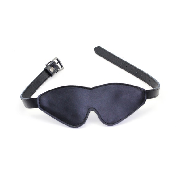 Bondage Blindfold Genuine Black Leather Eye Mask BDSM