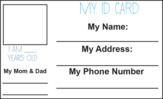 id printable sample Printable Card on similar  Etsy  Items Child ID to