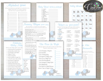 Baby Shower Games Elephant PRINTABLE Pink Gray Chevron Girl