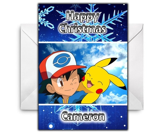 Cute Pokemon Birthday Card 'happy Birthday to Chu' Pikachu Card Bulbasaur  Eevee Birthday Card 