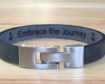 FREE SHIPPING-Men Bracelet, Leather Bracelet,Men Leather Bracelet,Personalized Bracelet,Engraved Leather Bracelet,Stainless Steel Bracelet,