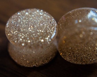Gorgeous, elegant, super sparkly, gold color ear plugs, Multiple Sizes