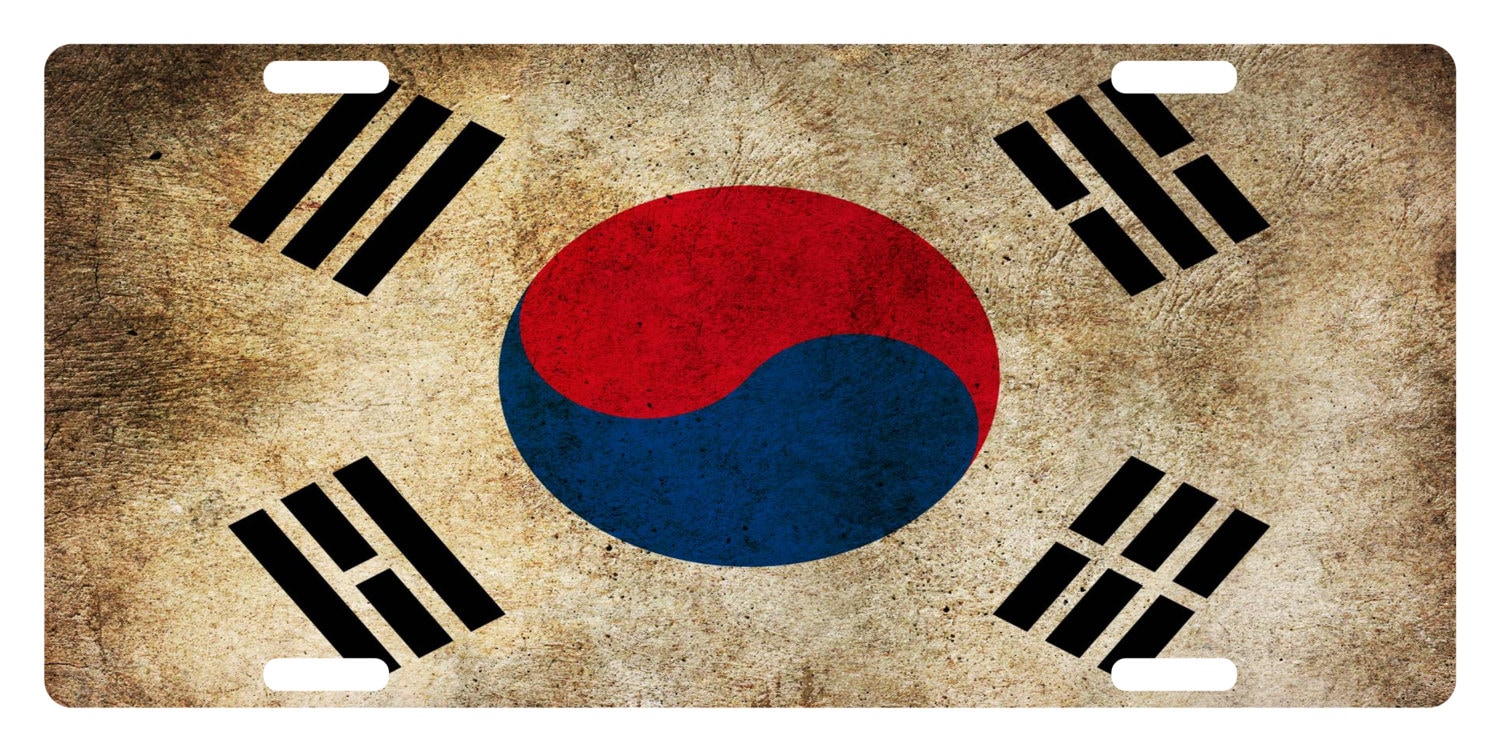 SOUTH KOREA FLAG Custom License Plate East Asia Emblem Dirty