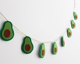 Avocado Garland, Avocado Bunting, Felt Avocado Décor, Avocado Home Décor, Green Felt Banner, Avocado Party Décor