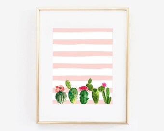 Cactus Print, Cactus Wall Art, Watercolor Cactus Print, Succulent Art Print, Tropical Wall Print, INSTANT DOWNLOAD, Digital File