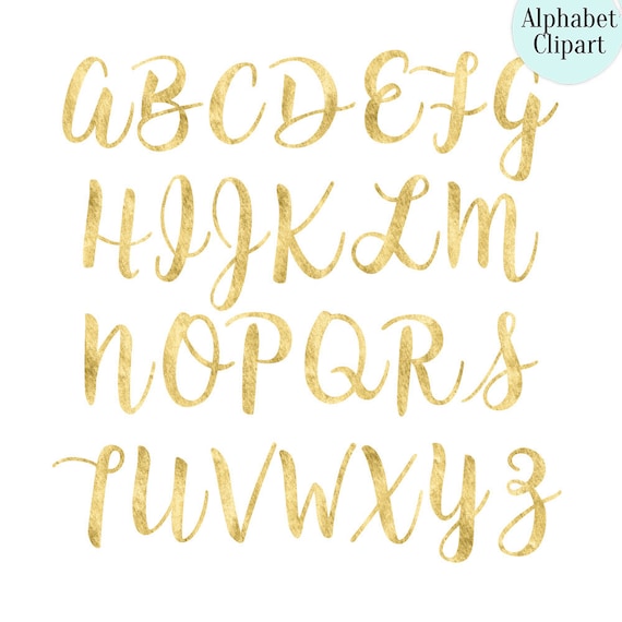 BUY 2 GET 1 FREE Gold texture foil alphabet clipart digital