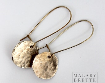 Hammered Brass Disc Earrings on Unique Earwires