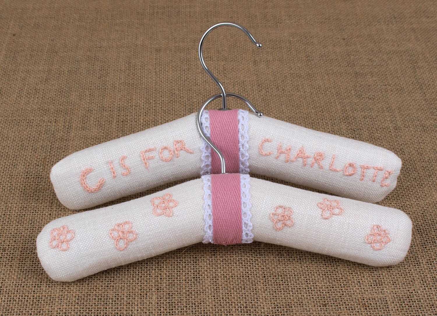 Padded hangers for Babies Christening gift Personalised baby