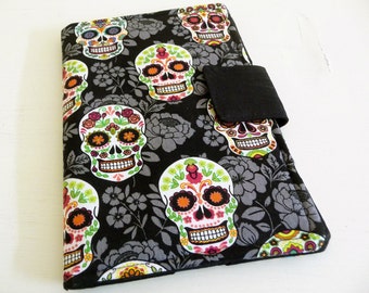 Sugar Skull Kindle Fire Cover, Day of the Dead Skulls Kindle 3 Case, Book Style