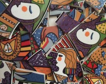 Metropolitan Mosaic Tiles Broken Plates Faces Art Deco Retro Tesserae Vitromaster People Assortment 100 Mix