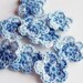 Mini Crochet Flower Appliques, Blue Flower Embellishment, Scrapbooking, Miniature Crochet Flower, Crochet Flower Motif