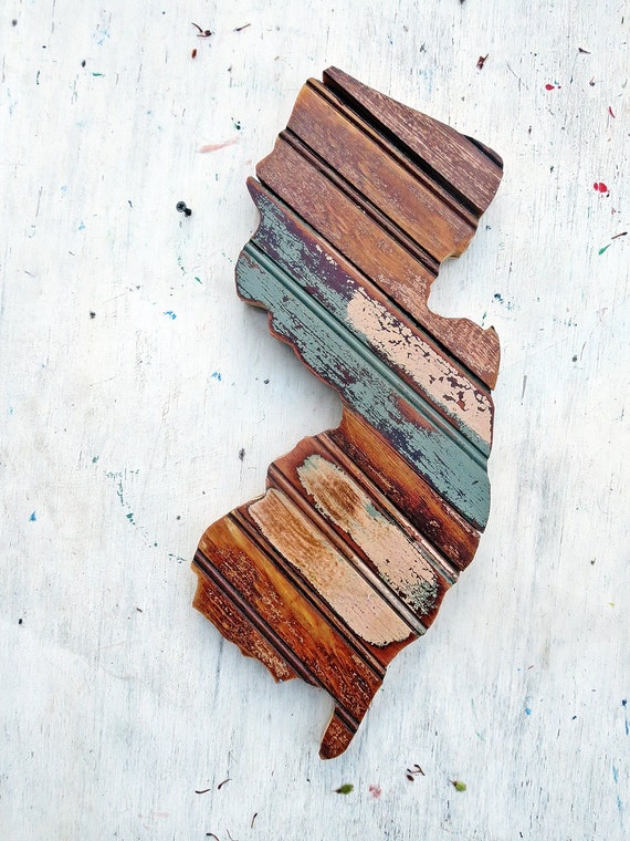New Jersey Wall Art Wooden State Cutout New Jersey by woodenaht