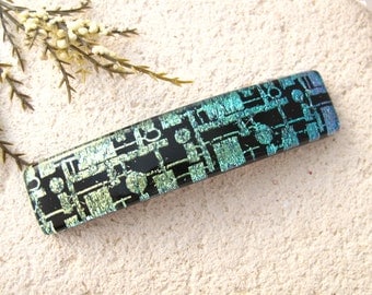 Medium Hair Barrette, French Barrette, Contemporary Barrette, Dichroic Jewelry, Fused Glass Barrette, Dichroic Barrette, 031619ba101