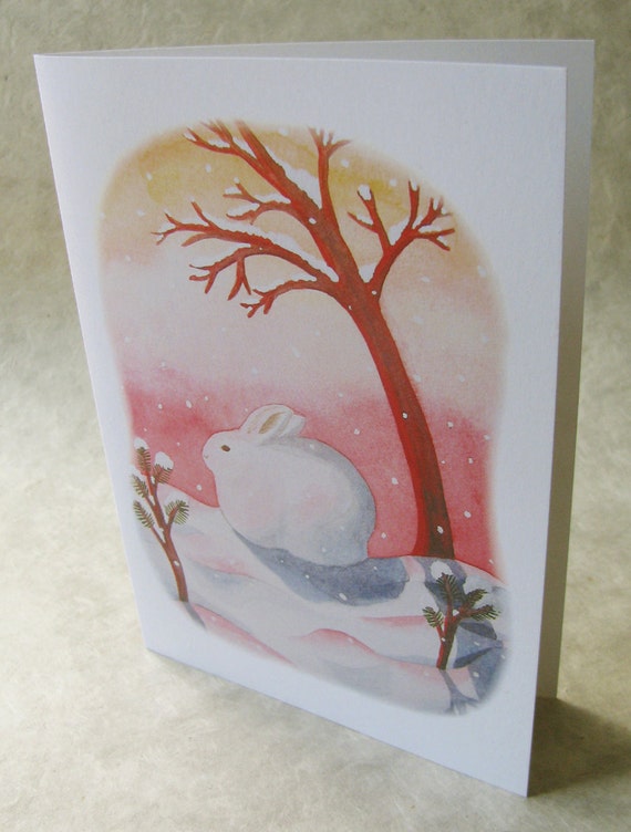 5 x 7 Notecard A035 SNOWSHOE AT SUNSET // winter card