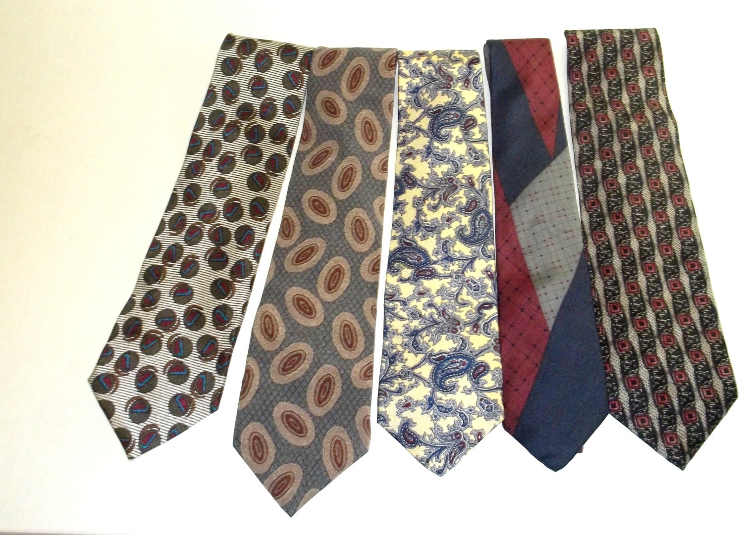 All silk Men’s necktie LOT, 5 ties 100% Silk 70s to 80s ,Two Italian ...