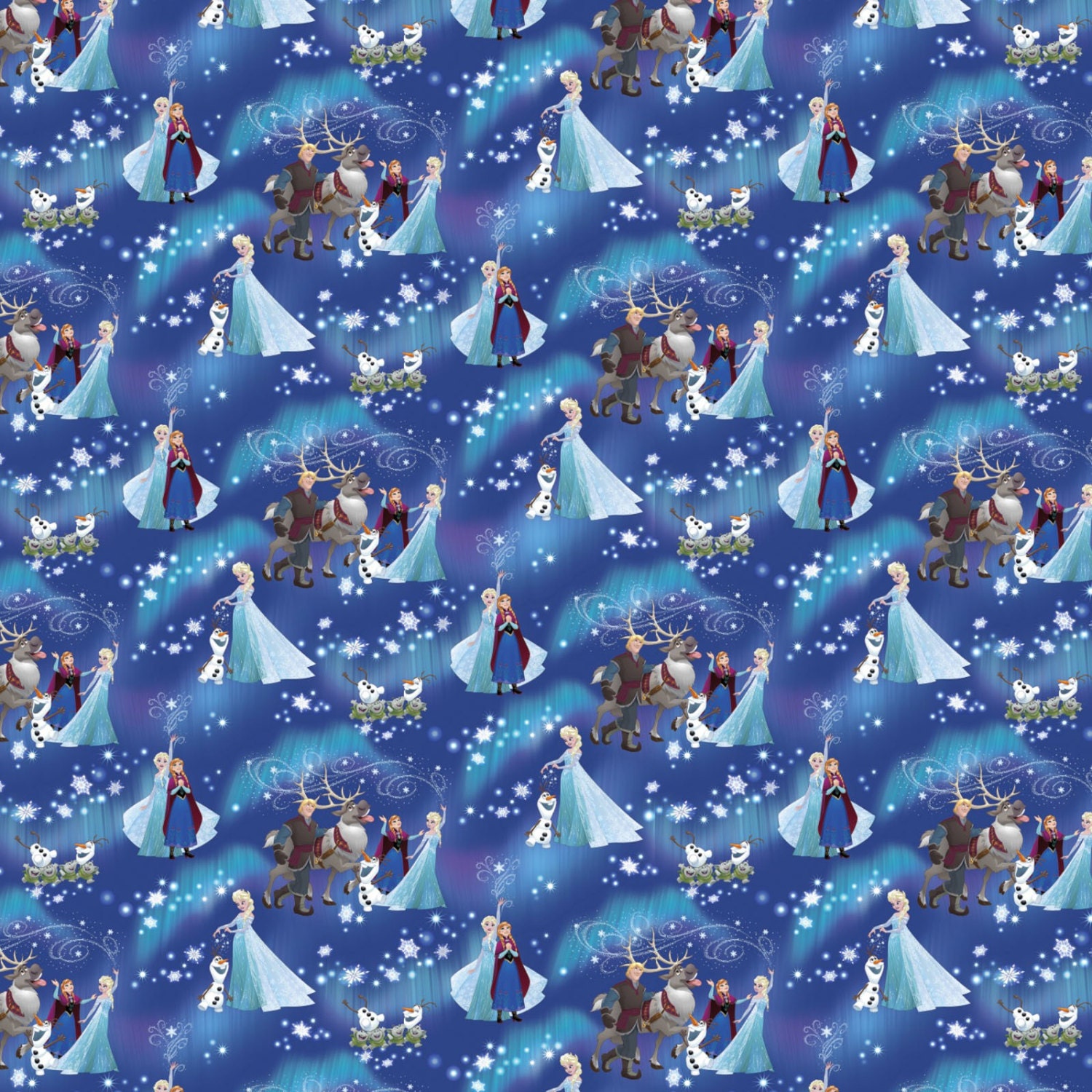 Disney Frozen Fabric Snowflake Magic on Blue Yard