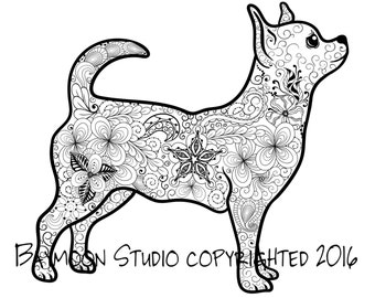 Unique chihuahua coloring related items | Etsy