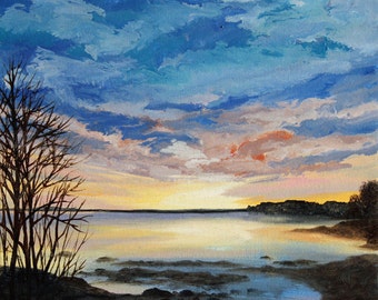 Maine Ocean Sunrise Oil Painting by MaineArt on Etsy