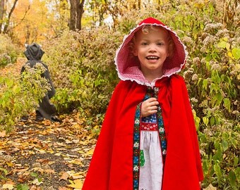 Little Red Riding Hood CAPE Girls Magical Folkloric Cape for Enchanted Forest Toddler Girl CHOOSE Corduroy or Wool