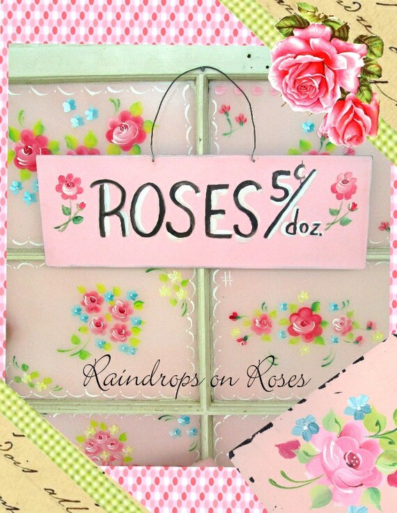 Rose Sign Shabby Chic Roses Sign Pink Roses Potting Shed