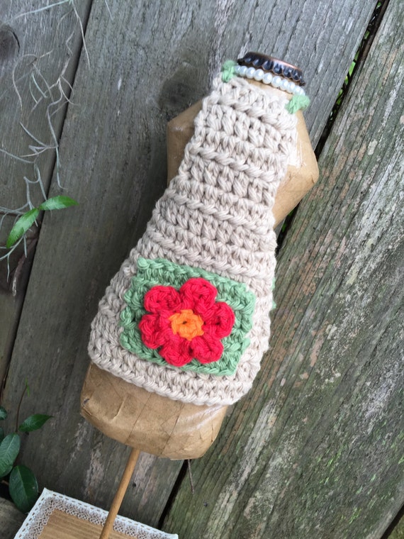 Items similar to Crochet Dish Soap Bottle Apron Tan, Olive Green, Red