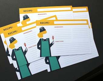 Set of 10 Recipe Cards 4 x 6 in Cardstock Matte "Chef"