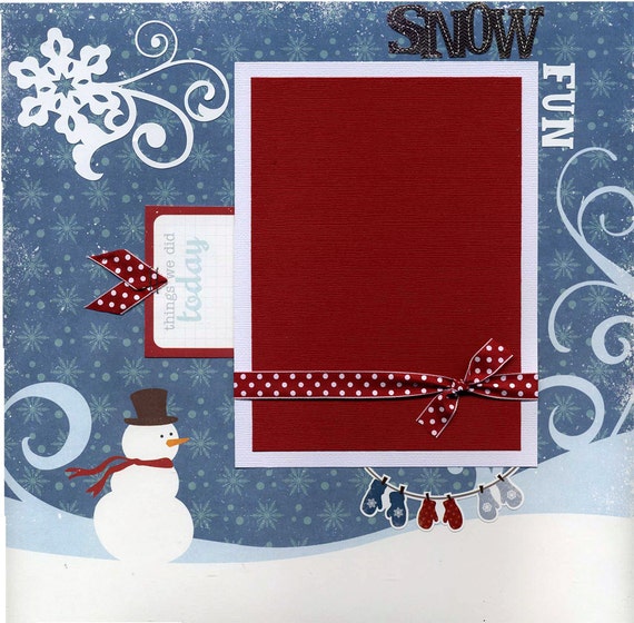 12x12 Premade Winter Scrapbook  Page Snow by 