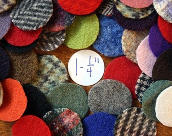 Felted Wool Circles -- 50 Wool Pennies -- 1-1/4 inch