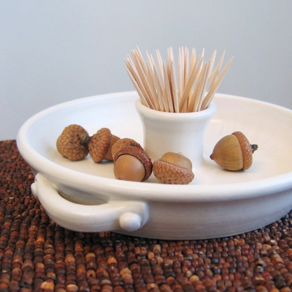 Pottery Olive Dish Modern White Ceramic Appetizer Server