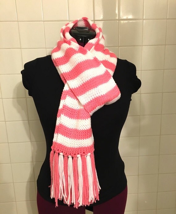 SCARF 220 CM IN BRIGHT PINK MIX WHITE WOOL 401164