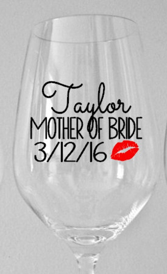 Personalized Bridal Party Wine Glass Decals by