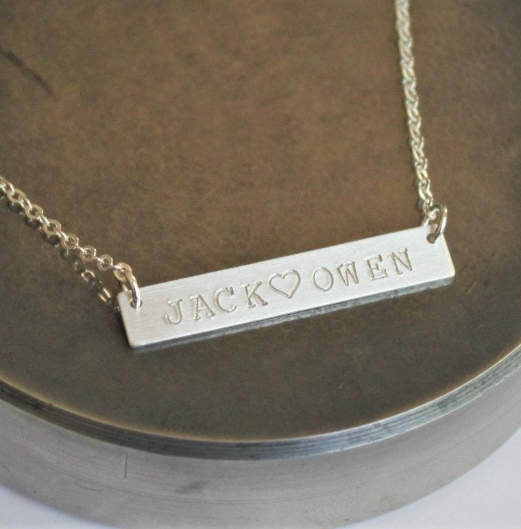 Silver Bar Necklace Initial Necklace Personalized Necklace