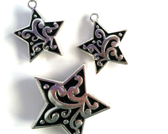 Set of Detailed Celestial Star Charms and Pendant Decorative