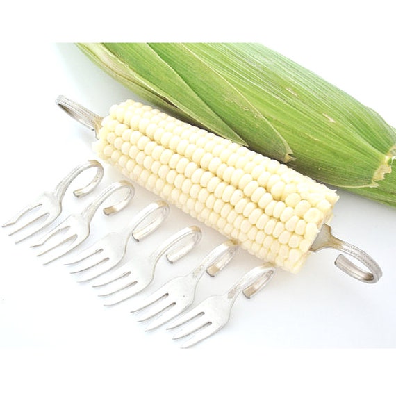 Fork Corn Cob Holders Repurposed Silverware Multi Use Flatware